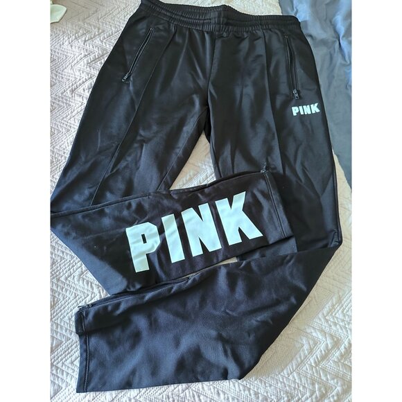 Victoria's Secret PINK brand black joggers with zipper on bottom hem Small - Picture 4 of 6